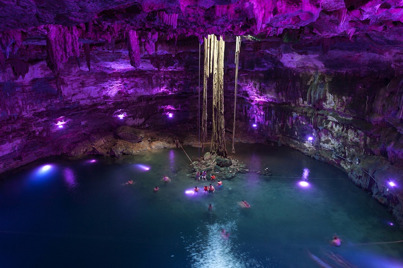 Cenotes at Chichen Itza Mexico are common and near Cancun